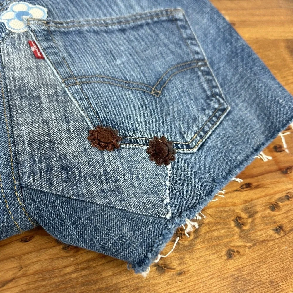 RE/DONE Levi's x Ford Jean Shorts 26 Patches Indigo Reconstructed Retail‎ $350